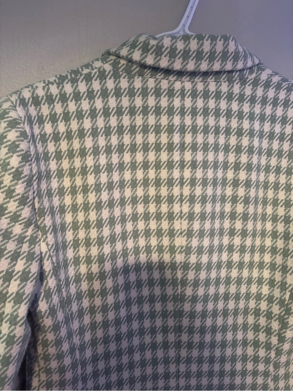 Zara Houndstooth Plaid Double Breasted Blazer Sea Green Tailored Blazer Medium - Picture 11 of 11